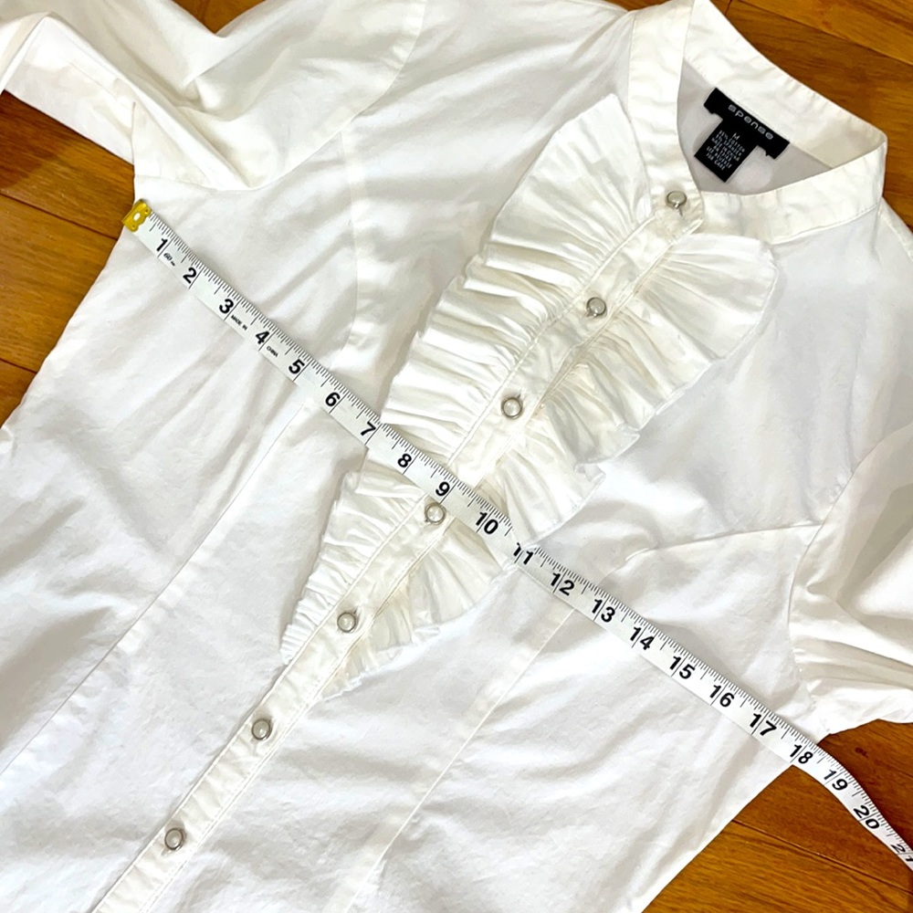 Ruffle Stretch Button Down - Picture 4 of 5
